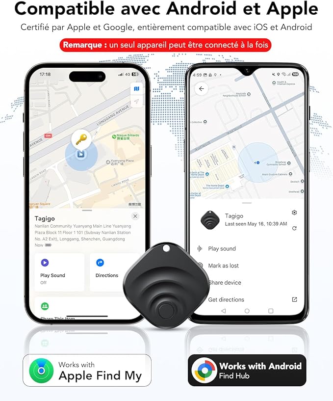 2026 Air Tracker Tags Item Locator for Android & iOS Bluetooth Tracker Smart Tags Compatible with Apple Find My (iOS) & Google's Find Hub(Android) for Keys, Luggage, Wallet, Vehicles Black (4 Pack)