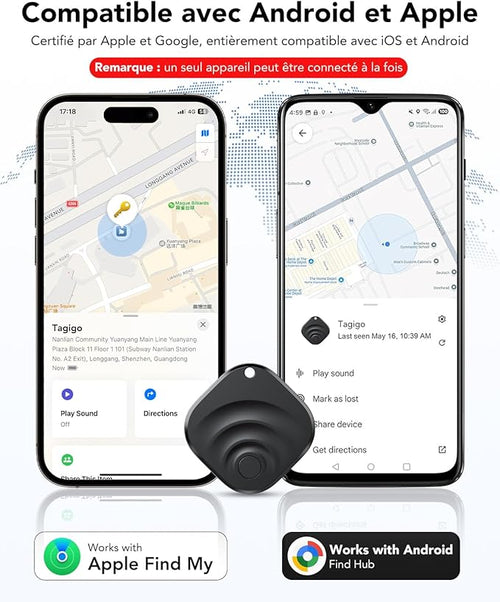 2026 Air Tracker Tags Item Locator for Android & iOS Bluetooth Tracker Smart Tags Compatible with Apple Find My (iOS) & Google's Find Hub(Android) for Keys, Luggage, Wallet, Vehicles Black (4 Pack)