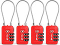 TSA Accepted Luggage Travel Lock, Set-Your-Own Combination Lock for School Gym Locker, Golf Bag, Luggage Suitcase Baggage Locks, Filing Cabinets, Toolbox, Case (Red, 4 Pack)