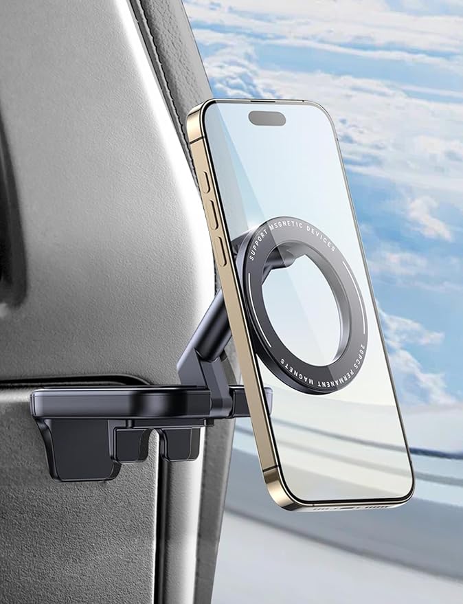 Travel Depot Travel Essentials Airplane Phone Holder for MagSafe Accessories, Handsfree Airport Essentials Plane Phone Holder Travel Gadgets Long Flight Must Haves for MagSafe Mount fits iPhone 16/15