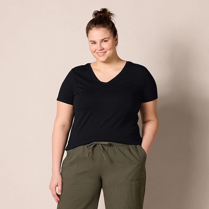 Amazon Essentials Women's Regular-Fit Short-Sleeve T-Shirt (Crewneck and V-Neck Options), Multipacks