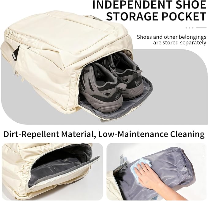 Travel Backpack for Women Men Carry on Backpack, Airline Approved Large Travel Bag Flight Approved Personal item, 15.6 Inch Laptop Backpack Casual Daypack for Weekender Business Hiking-WHITE