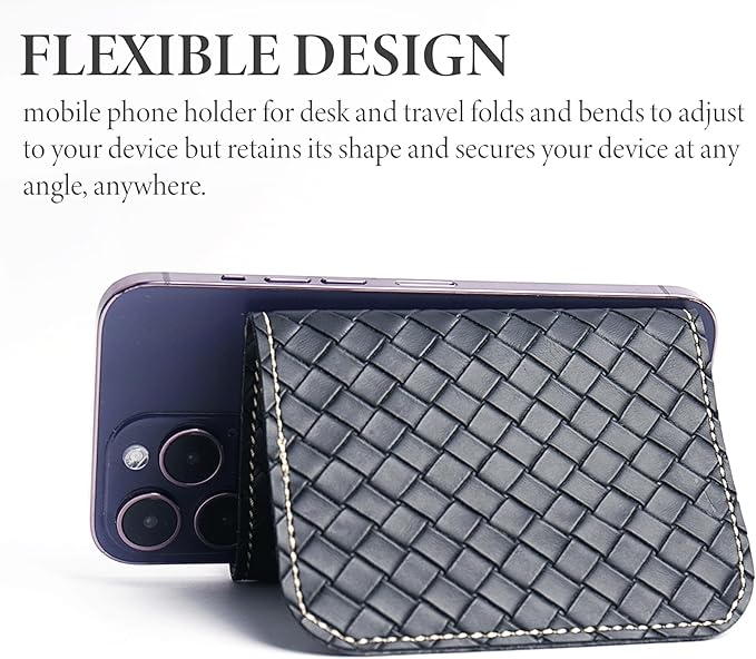 QIELIZI Airplane Travel Essentials for Flying Flex Flap Cell Phone Holder & Flexible Tablet Stand for Desk, Bed, Treadmill, Home & in-Flight Airplane Travel Accessories(1-Woven Black)
