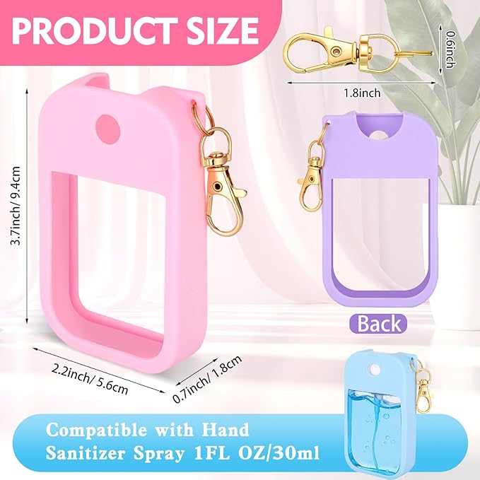 10 Pcs Silicone Case Compatible with Touchland Hand Sanitizer Spray, Multi Pack Travel Size Protective Spray Holder with Keychain Set for Power Mist & Glow Mist 1 fl oz, Hand Sanitizer Accessory