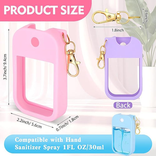 10 Pcs Silicone Case Compatible with Touchland Hand Sanitizer Spray, Multi Pack Travel Size Protective Spray Holder with Keychain Set for Power Mist & Glow Mist 1 fl oz, Hand Sanitizer Accessory