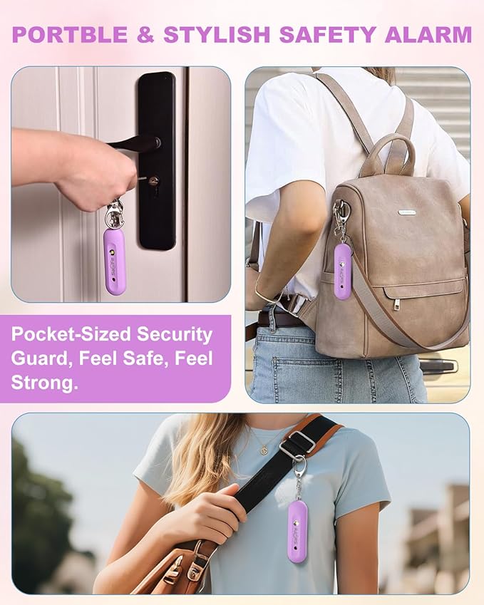 Personal Safety Alarm for Women - Waterproof Rechargeable Security Alarm - 140dB Extra Loud Siren with SOS Strobe Light - Self Defense Keychain for Women Girls Teens Seniors