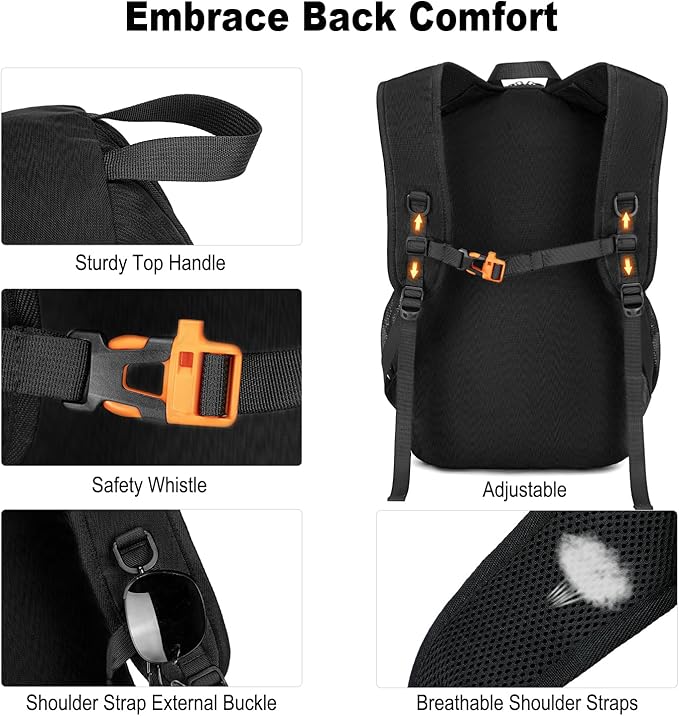 Nerlion Lightweight Foldable 35L Hiking Backpack Travel Backpack for Men Women Camping Waterproof Outdoor Hiking Daypack Backpack Black