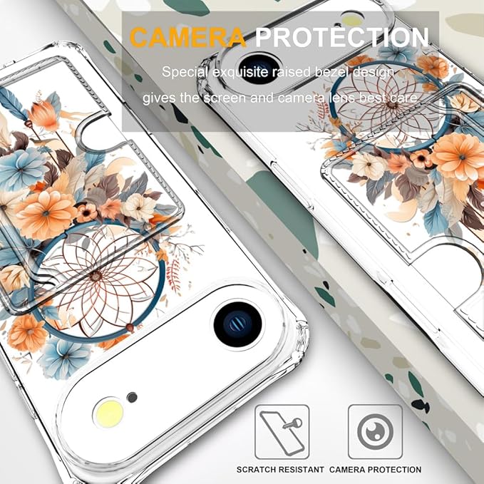 Compatible with iPhone 17 Air Case Card Holder for Women Cute Design,Wallet Phone Cases Transparent Cool Kawaii Protective (Clear Dreamcatcher Dream Cather)
