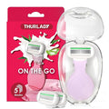 Travel Essentials Razors for Women, 5-Blade Womens Razors for Shaving, Travel Size Toiletries Women Razor Kit, Includes 1 Mini Handle with 3 Refills & 1 Case, Extra Smooth Shave (Lavender)