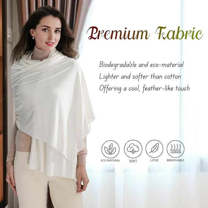 VENVSBEE Shawl Wraps for Women - Soft Silky Lightweight Travel Scarf and Airplane Essentials Accessory