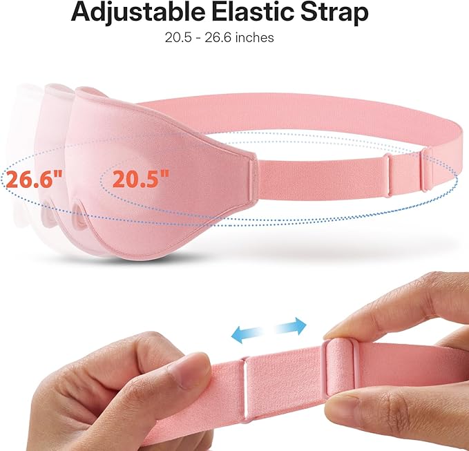 LitBear Long Lash Sleep Mask for Women Men Side Sleeper, 3D Contoured Light Blocking Sleeping Mask, Soft Comfortable Eye Mask Sleep with Adjustable Strap, Pouch for Travel, Pink