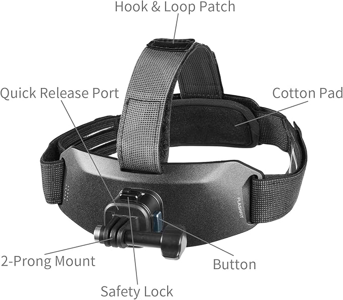 SMALLRIG Head Strap Mount with Magnetic Quick Release One-Click Button Adapter Base Adjustable Fit, for Hero 13/12/11/10/9 Black, for DJI Osmo Action 6/5 Pro/4/3, for Insta360 Ace Pro 2-5724