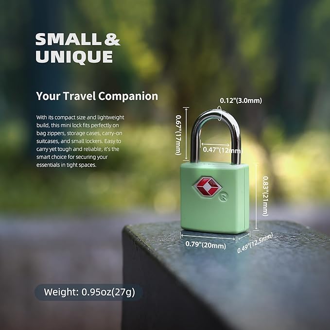 TSA Locks for Luggage, Luggage Locks TSA Approved 4 Pack for International Travel Essentials, Small Padlock with Key, Mini Padlock for Bag, Suitcase, Backpack, Purse Zipper, Case, Drawer
