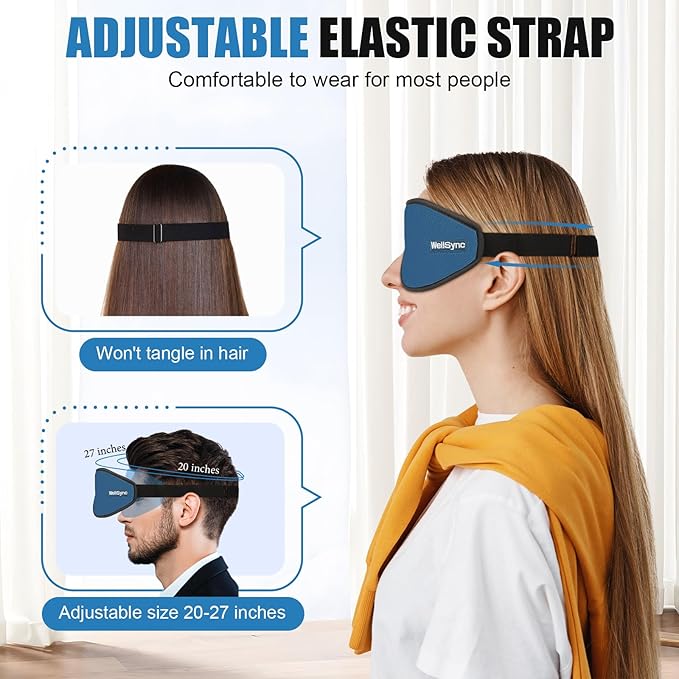 Sleep Eye Mask for Men Women,Zero Pressure 3D Blackout Eye Mask for Sleeping,Eye Covers with Adjustable Strap,Soft Breathable Travel Sleep Mask for Airplane,Includes Ear Plugs(Blue)
