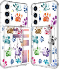 Compatible with Samsung Galaxy S24 / S25 Case Card Holder for Women Cute Design,Wallet Phone Cases Transparent Cool Kawaii Protective (Clear Lovely Dogs Paws)
