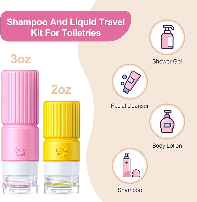 Tocelffe 19 pack Travel Bottles for Toiletries,TSA Approved Silicone Travel Containers for Toiletries,Leak Proof 3oz Refillable Liqus Shampoo And Conditioner Travel Essentials toiletr