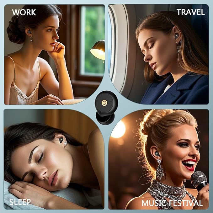 Noise Cancelling Ear Plugs for Sleeping, Travel & Work - 50dB Reusable Silicone Earplugs with 8 Soft Ear Tips, Snore Stopper & Portable Case - Airplane Essentials, Concerts, Focus(Black and White)