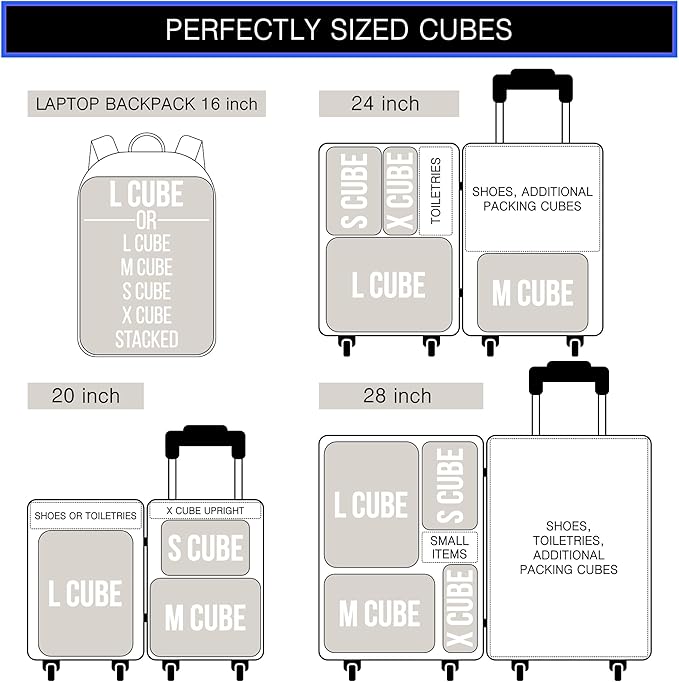 Premium Ultralight Compression Packing Cubes for Travel - Bag Factor Luggage Organizer Set (Double Sided Clean Dirty - Black - 4 Set)