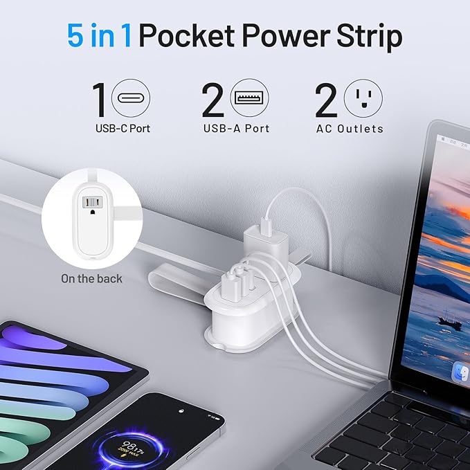 BEVA Cruise Power Strip, Cruise Approved Outlet with USB Ports, Non Surge Protector, 4FT Short Extension Cord 2 Outlets 3 USB Ports(1 USB C), Travel Essentials Outlet Adapter(3.4A Charge White)
