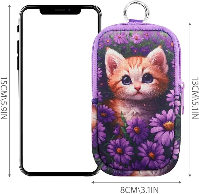 Hand Sanitizer Spray Case,Compatible with Popular Sanitizers,Zipper Pouch for Hand Sanitizer,Cute Fashion Accessories with Snap Hook for Glow Mist and Power Mist 1FL OZ(Yellow Cat)