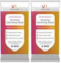 vH essentials Feminine Cleansing Wipes - pH Balanced, Prebiotics, Tea Tree & Aloe, Soothing Witch Hazel, Odor-Blocking Formula, Vaginal and Perianal Care, Paraben, Alcohol, and Fragrance-Free