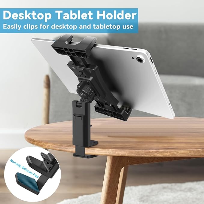 Airplane Tablet Holder Mount, Flight Essentials Travel Accessories Tablet Stand with 360 Degree Rotation,Compatible with 4.7-12.9inch iPad, Phone