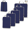 Compression Packing Cubes for Travel, Set of 6 Expandable Luggage Organizers with Shoe Bag, Lightweight Water-Resistant Suitcase Essentials for Carry-on & Checked Luggage, Blue