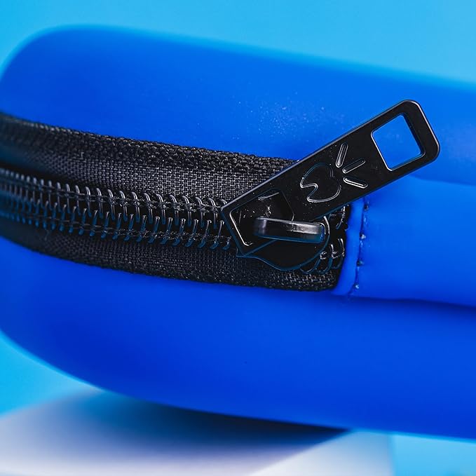 Triple Bristle Sonic Toothbrush Travel Case | Portable, Breathable & Hard Protection for Traveling, Camping, Office or Purse | Mesh Pocket for Accessories | BLUE