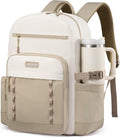 LOVEVOOK Laptop Backpack for Women with Stanley Cup Holder,15.6 Inch DIY Design Travel Work Backpack Computer Laptop Bag,Waterproof Nurse Teacher College Backpack Purse,Gifts for Women Men,Beige-Khaki
