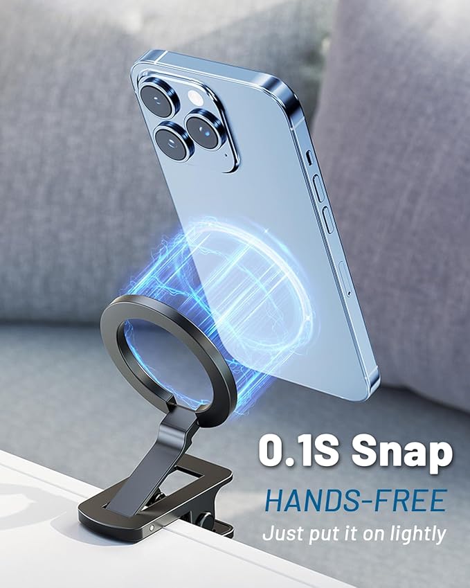 JINSERTA Clip-on Airplane Phone Holder Mount, Handsfree Magnetic Phone Stand,Travel Must Haves Phone Stand for Desk,Travel Essentials for iPhone 15 14 13 12 Pro Max