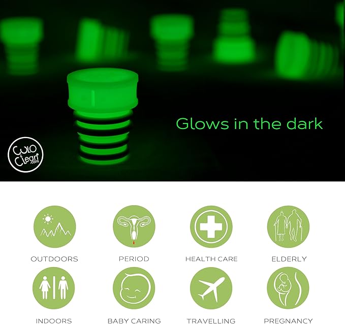CuloClean Portable Bidet for Toilet or Travel. Peri Bottle for Men and Women. Handheld Spray. Bath Essentials (Glow in The Dark)