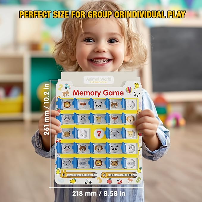 Matching Memory Game for Kids Age 3 4 5 6 7 8 Year Old, Travel Toy for Boys Girls, Board Games for 4-6, Road Trip Essentials for Toddler, Airplane/ Car/ Camping Activity,Christmas Birthday Gifts