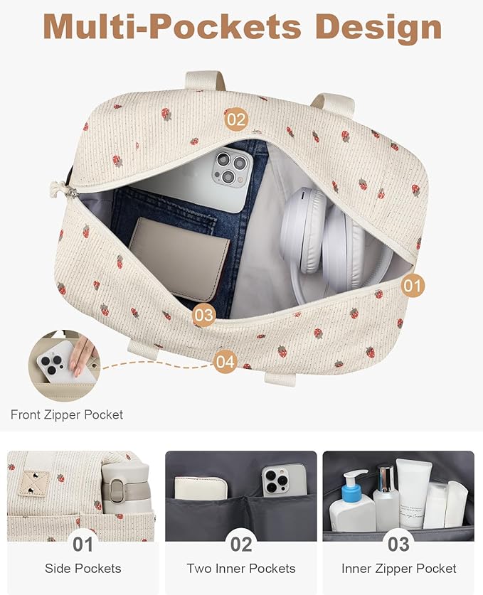 Pritent Travel Duffle Bag, Waterproof Weekender Overnight Hospital Bags for Women Men with Toiletry Bag Lightweight Carry on Personal Item Duffle Gym Bag for Travel, Airplanes, Sports