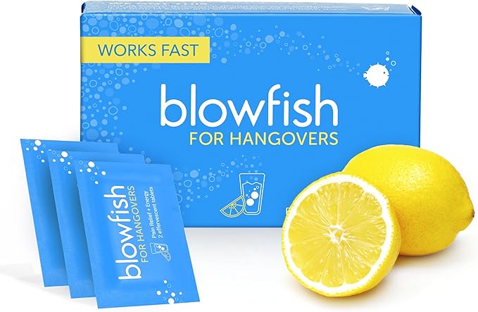 Blowfish for Hangovers - Fast Hangover Relief in 15 Minutes | FDA-Recognized Formulation | Headache Relief, Energy, and Hydration in One Step
