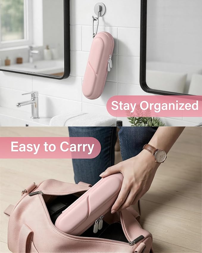 ProCase Toothbrush Travel Case for Oral-B/Oral-B Pro 1000 1500 5000 7000 7500 6000 9600/ Phlips Sonicare 4100 5100 1100 6100 5300 Oral-B iO Electric Toothbrush Portable Hard Container -Pink