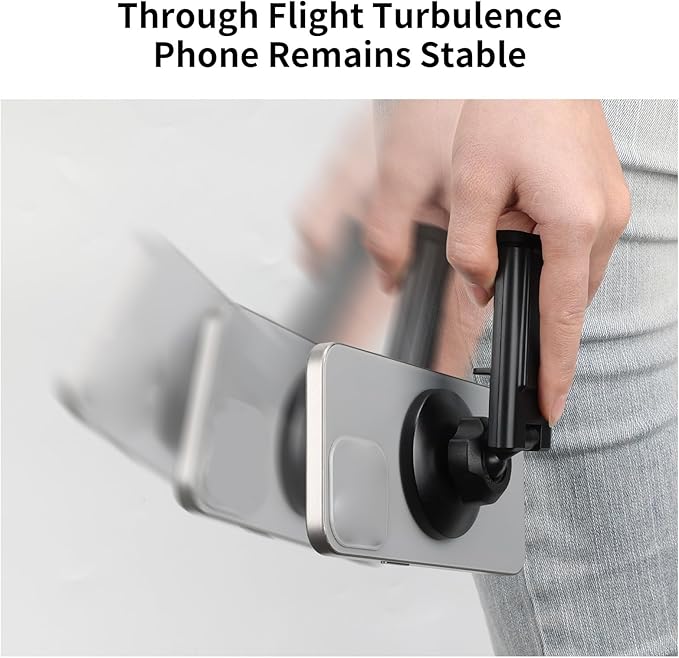 Yunseity Magnetic Airplane Phone Holder, MG-22 Handsfree Airport Phone Mount with 360° Rotation, Universal Portable Travel Phone Stand Travel Essentials for Desk Seat Tray Table