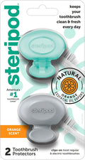 Steripod Clip-On Toothbrush Protector with Orange Essential Oils, Keeps Toothbrush Fresh and Clean, Fits Most Manual and Electric Toothbrushes,2 Count (Pack of 1)