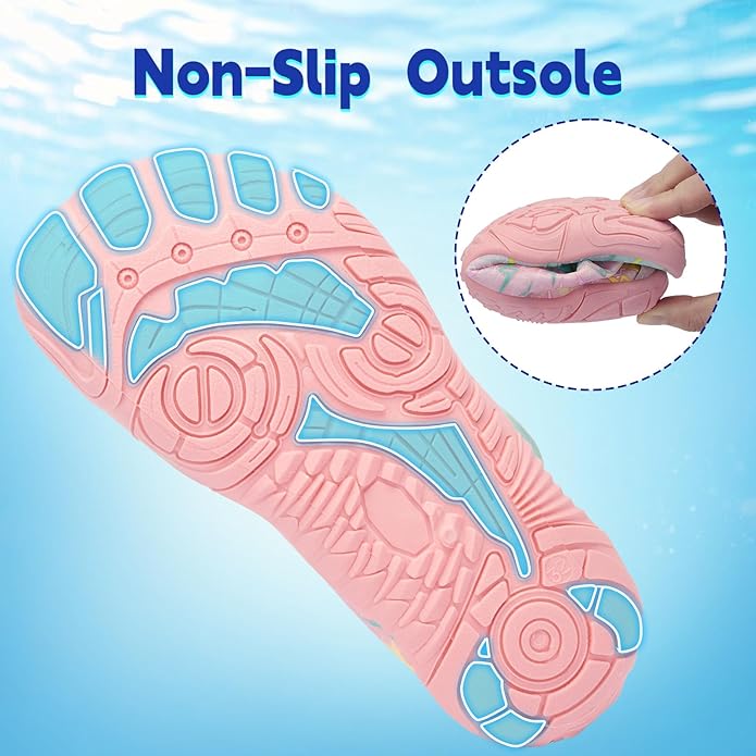 Kids Water Shoes Boys Girls - Wide Toe Box Quick Dry Barefoot Shoes Breathable Non Slip Aqua Athletic Sneakers for Swim Beach Pool Kayak Hiking Sand Walking Travel Essentials (Little Kid/Big Kid)