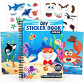 Ocean Reusable Sticker Book for Toddlers, DIY Make-a-face Animals Jelly Fun 3D Stickers, Washable Puffy Stickers for Kids Toys, Airplane Road Trip Travel Activities Essentials for Kids 3 4 5 Years