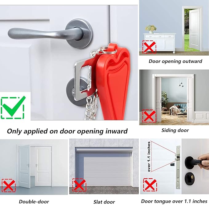 Portable Door Lock Home Security Door Locker Travel Locks for Additional Safety and Privacy Perfect for Apartment Hotel Home College 2 Pack