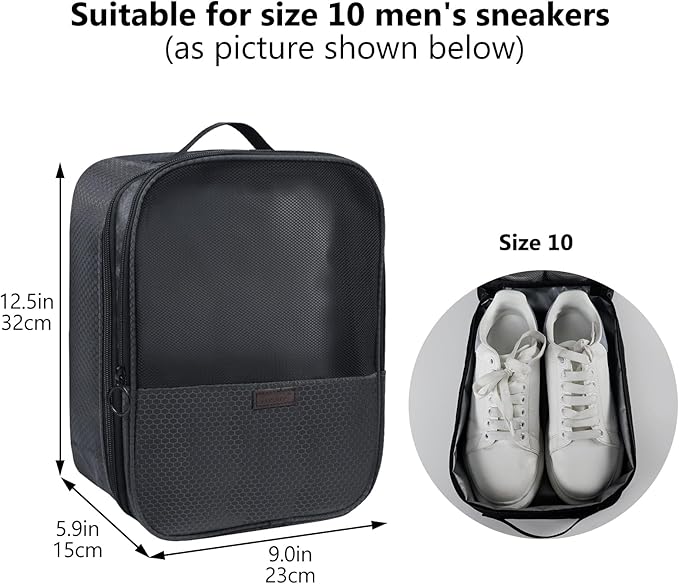 Aosbos 2 Layers Shoe Bags for Travel with Trolley Sleeve Portable Shoe Storage Pouch Shoe Packing Cubes with Structure, Honeycomb Grey