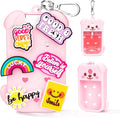 Metyond Dog Silicone Case for Touchland Hand Sanitizer Spray Power Mist 1 FL OZ/30ML for Touchland Case with Keychain, with Cute Charms Accessory Cute Travel Case (1PCS Pink)
