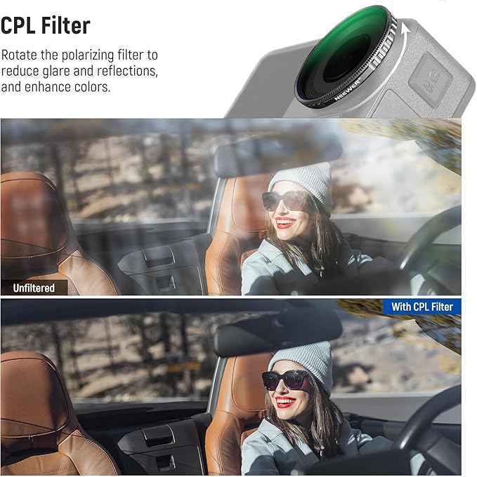 NEEWER CPL & ND Filter Compatible with DJI Osmo Action 4/Action 5 Pro (6 Pack), Screw On CPL+ND8+ND16+ND32+ND64+ND1000 Filter Kit Action Camera Accessories Multicoated HD Optical Glass, FL-A13
