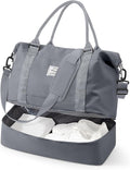 Travel Duffel Bag, 18x14x8 Inches Travel Bag Spirit with Shoes Compartment, Weekender Overnight Bag for Women with Trolley Sleeve, Carry On Bag for Airplanes Sport Tote Gym Bag SlateGrey