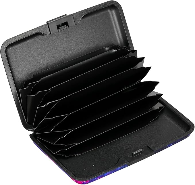 ELFISH RFID Blocking Credit Card Protector Aluminum ID Case Hard Shell Business Card Holders Metal Wallet for Men or Women (Starry Sky)