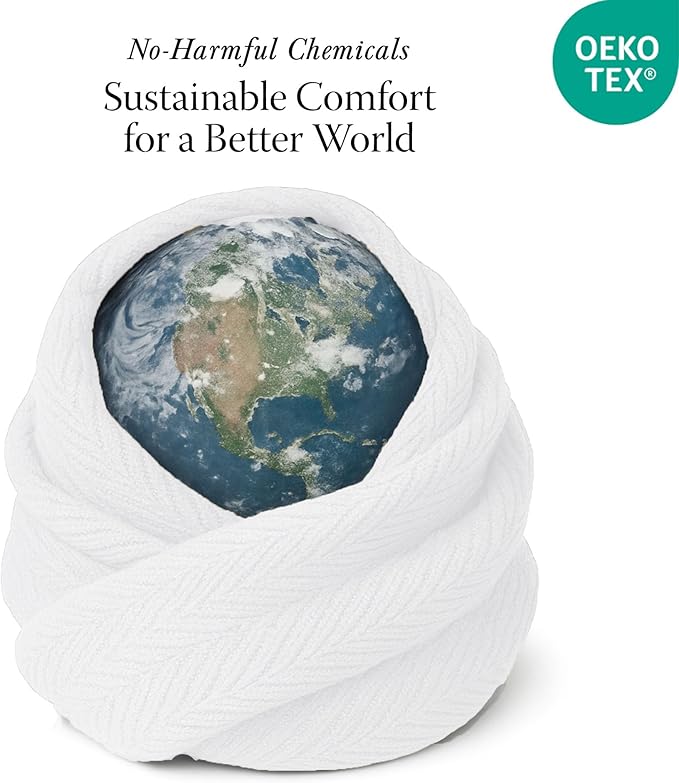 Threadmill Luxury Cotton Blanket for King Size Bed | All-Seasons Breathable Oeko TEX 100% Cotton King Size Blanket | Cozy Soft Thermal fits California King Size Bed 106 x92 inches | White