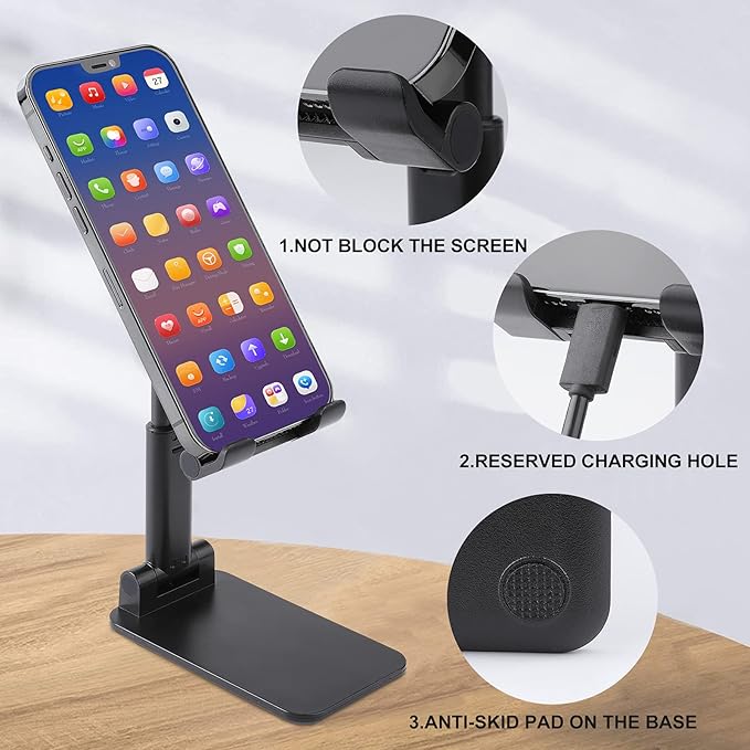 Black Shark Bite Portable Cell Phone Stand Foldable Desktop Phone Holder Adjustable Height Angle with Print Pattern