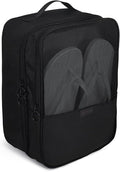 Aosbos 2 Layers Shoe Bags for Travel with Trolley Sleeve Portable Shoe Storage Pouch Shoe Packing Cubes with Structure, Black