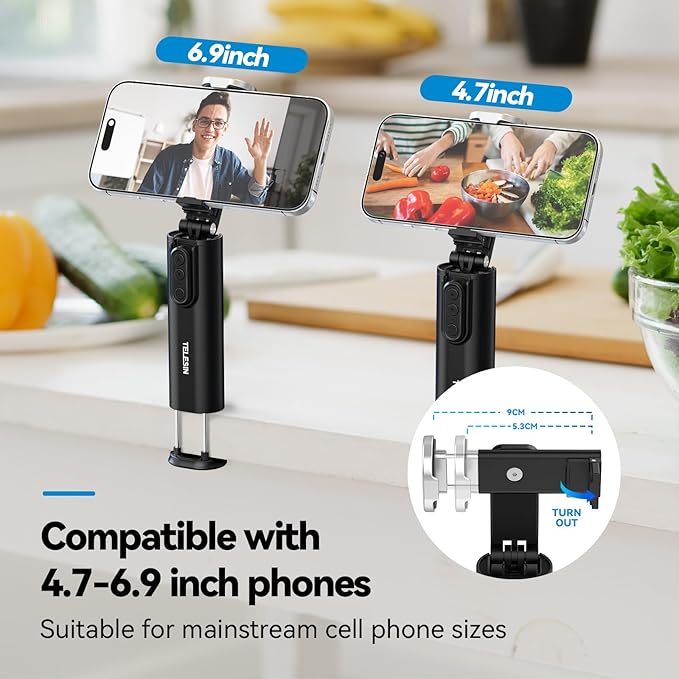 Universal Airplane Phone Holder, Handsfree Bluetooth Phone Stand with 360° Rotation, Travel Essentials Page Turner Remote for TikTok & Mobile Controller, Ideal for Flying, Home, and Office Use