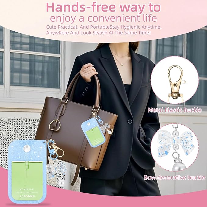 Silicone Case Compatible with Touchland Hand Sanitizer Spray Mist 1 oz with Bow Keychain